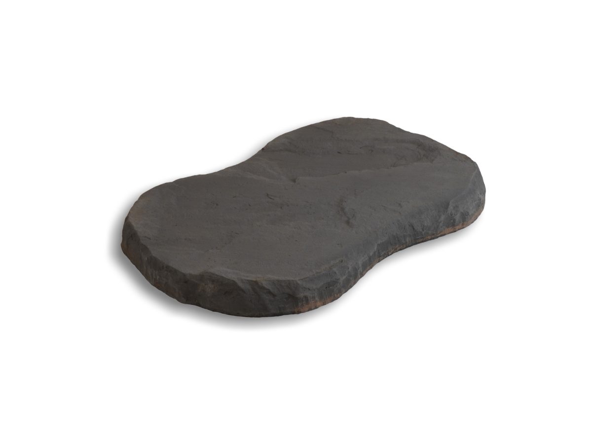 Šľapák v dizajne kresaného kameňa v sivej farbe.
