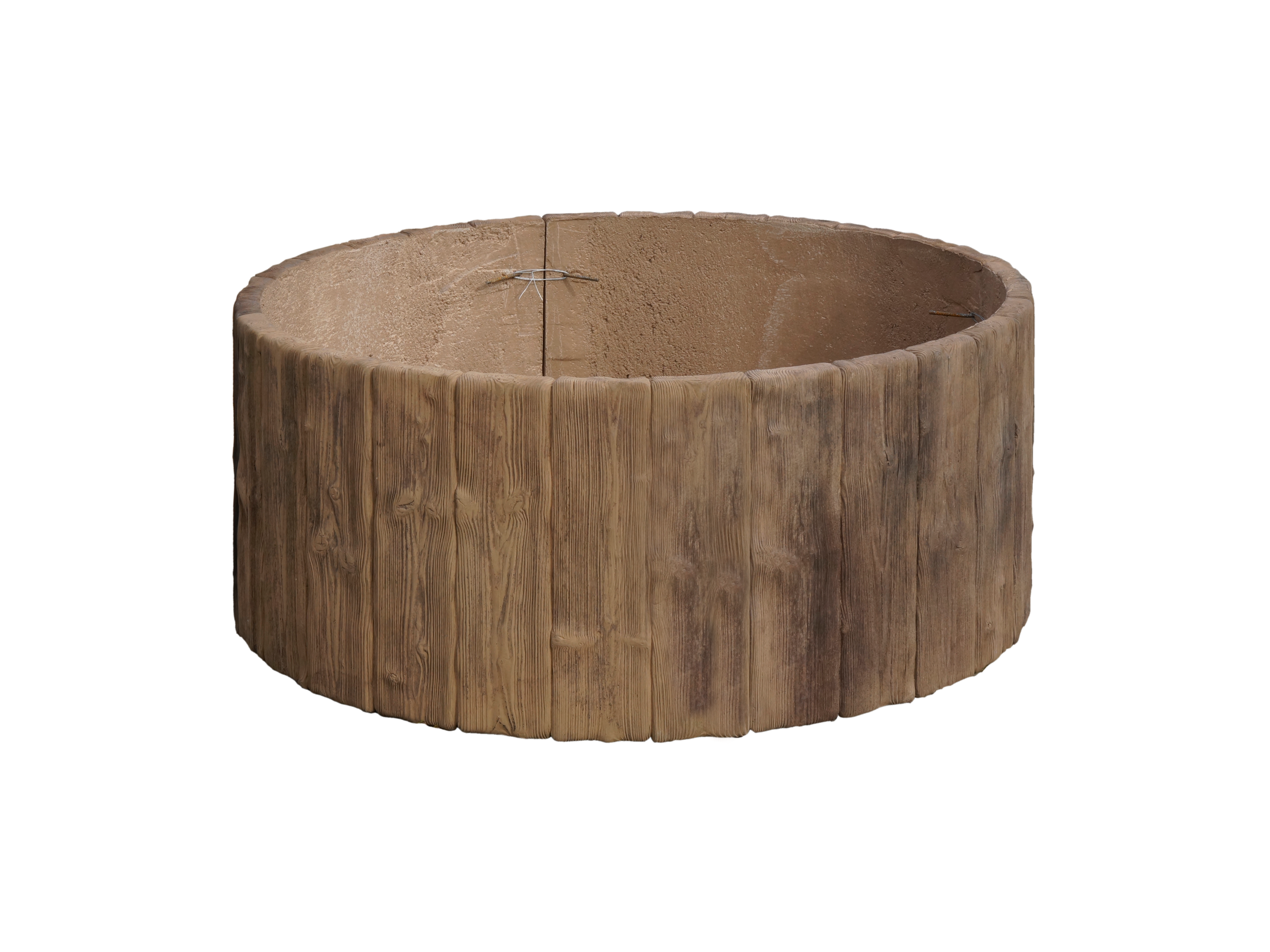 Betónový vyvýšený záhon Kruh v dizajne dreva v kruhovom tvare